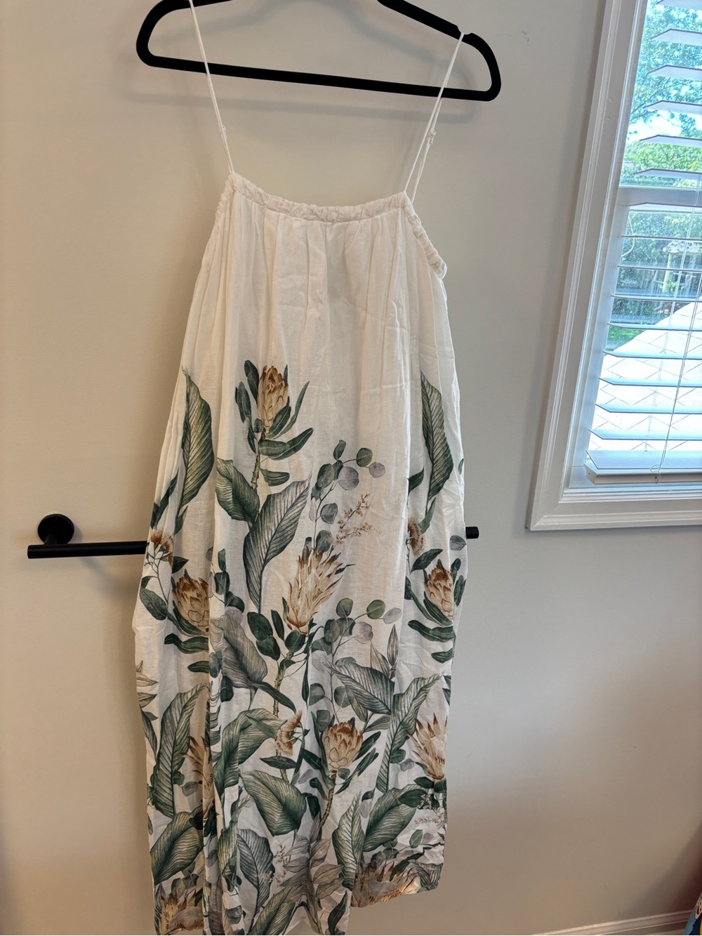 H&M Cream Linen-Blend Casual Maxi Dress